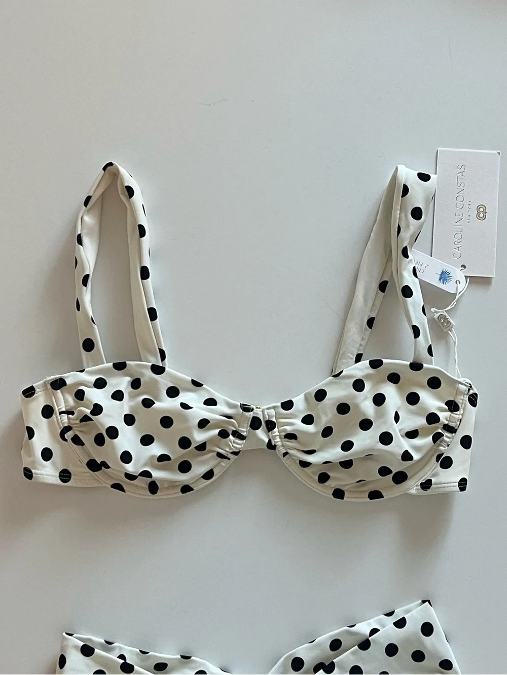 {Caroline Constas} Brand New White Black Polka Dot Bikini SET